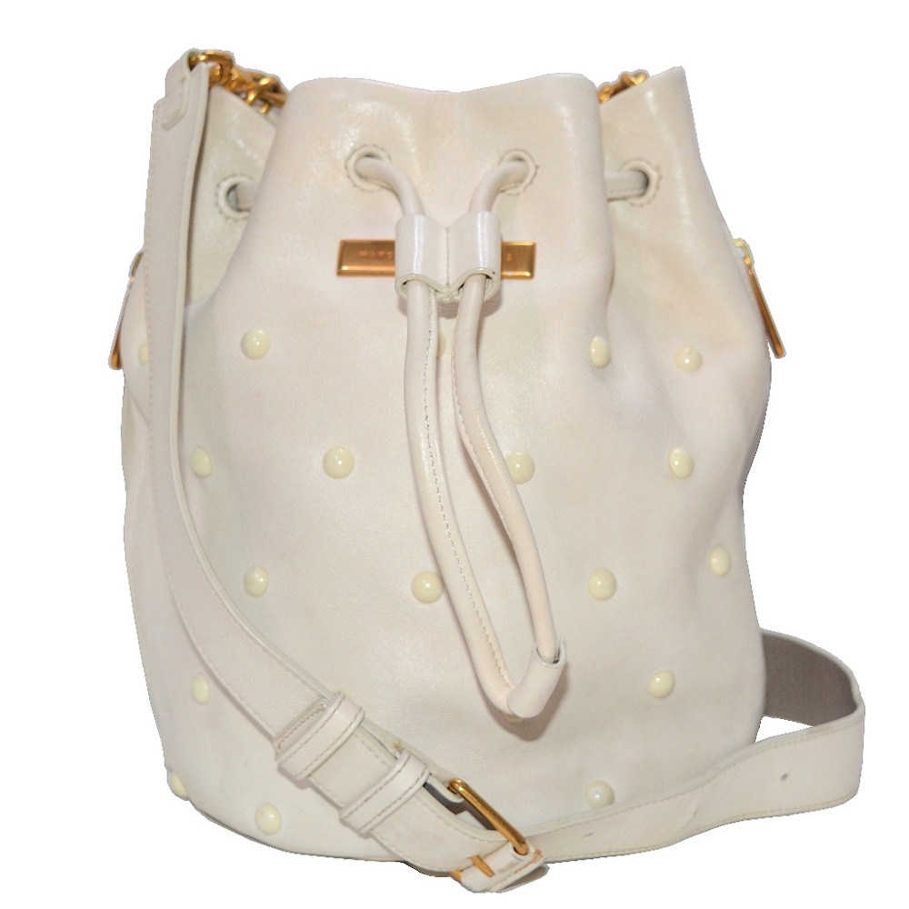 Marc by Marc Jacobs LUNA Studded Bucket Bag Leather Crossbody in Ivory Cream